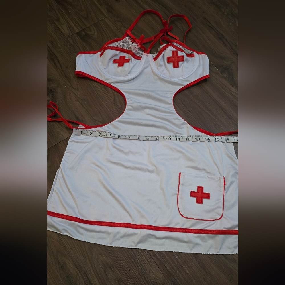 New Women's White and Red Nurse Costume Lingerie Large - Picture 7 of 8